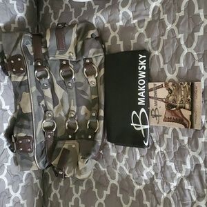 B. Makowsky brand new camouflage 2 strap oversize bag w/dust bag NWT